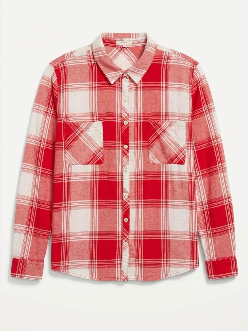 Maurices Red and White Plaid Button-Down Shirt